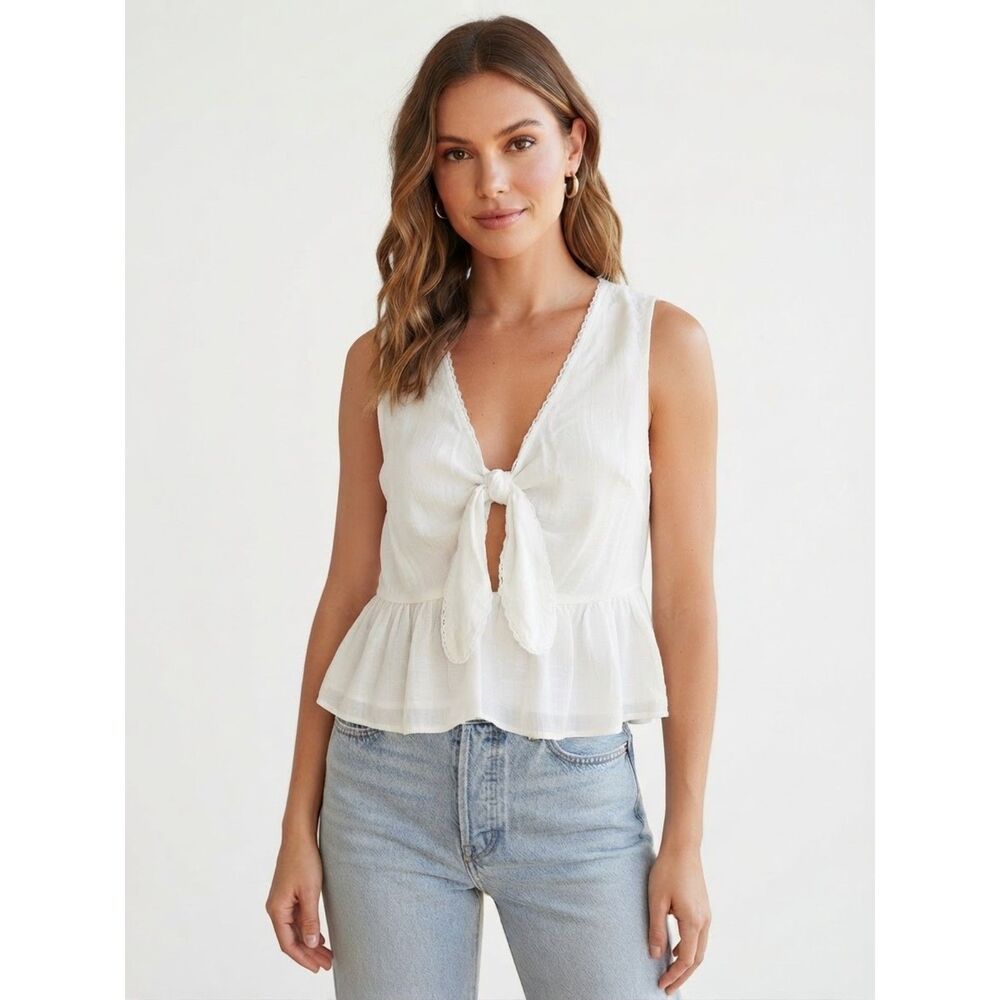 LULUS White Top Blouse Womens Medium